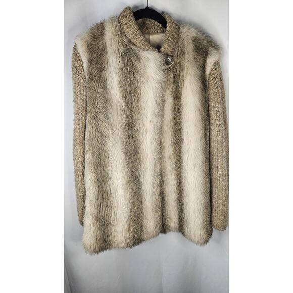 Vintage D'ESPRIT Dubrowsky & Perlbinder Faux Fur Wool Coat/Jacket Womens Size 14 - Picture 3 of 11